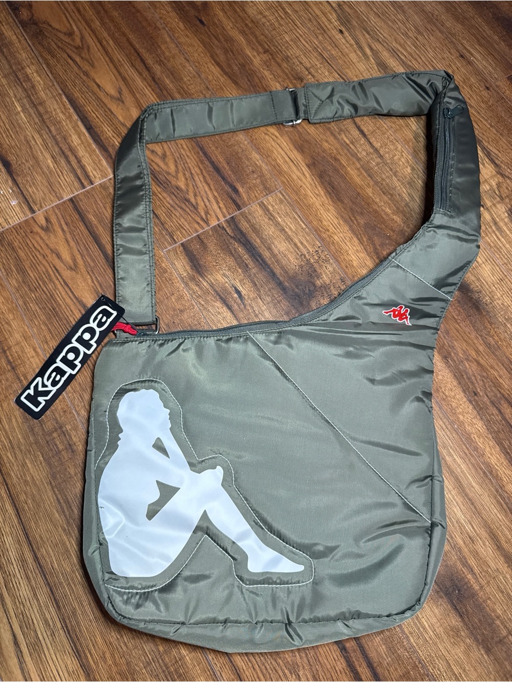 NWT Vintage Style Kappa Olive Green Padded Sling Crossbody Bag Streetwear